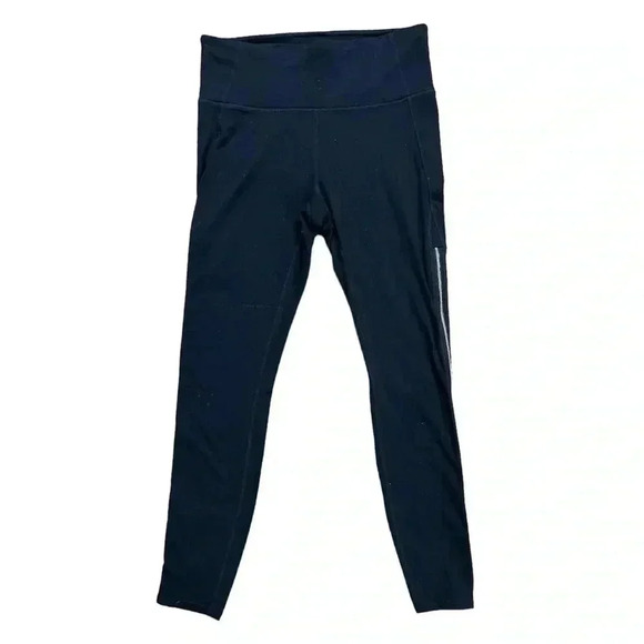 Athleta Black Leggings With Zipper on the Leg Size M - Picture 1 of 5